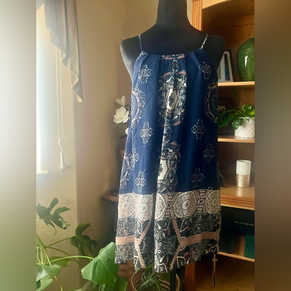 Sweet Wanderer Navy and Beige Dress